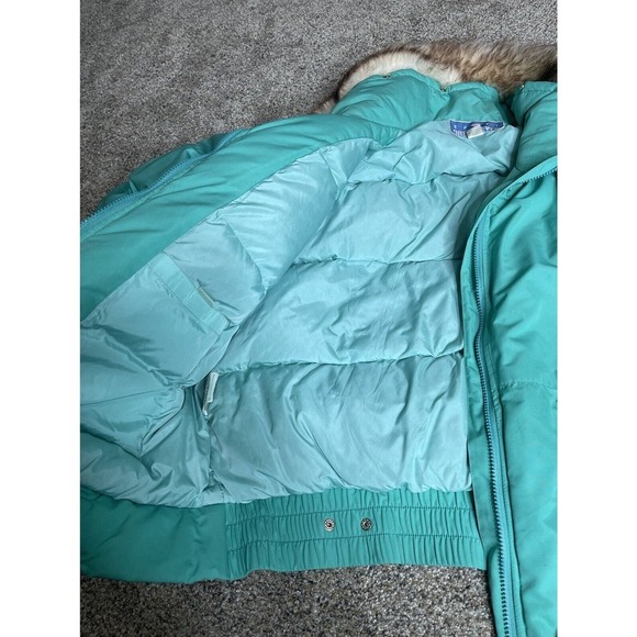 Vintage Obermeyer Ski Jacket Women's Size 16 Teal Green PUFFER Zip Button - Picture 12 of 16